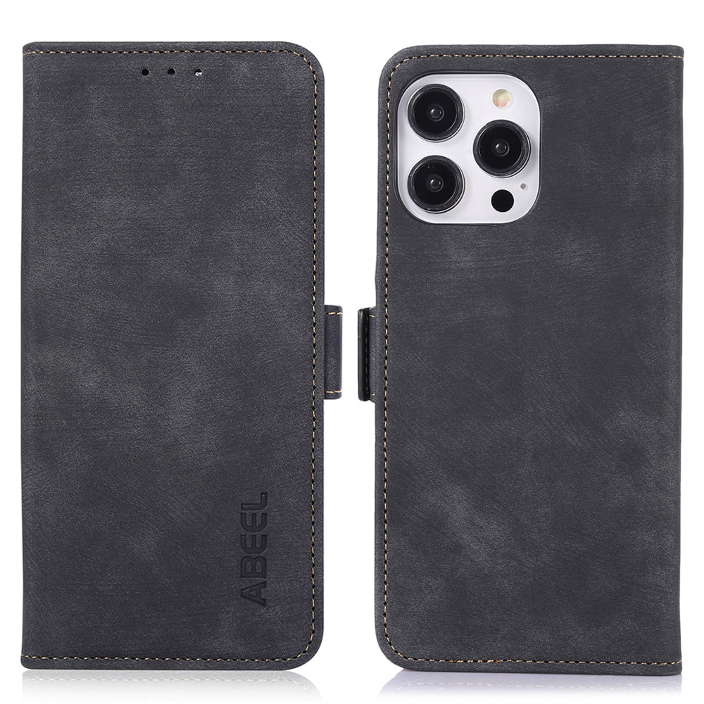 Ochranný kryt na peněženku ABEEL Retro Texture pro iPhone 14 Pro PU Kožený stojan Ochranný kryt na peněženku ABEEL Retro Texture pro iPhone 14 Pro PU Kožený stojan